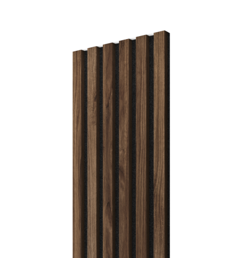 Akustiline seinapaneel Lameli Must/Pähkel, 300x2750 mm