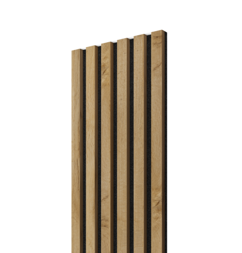 Akustiline seinapaneel Lameli Must/Rustik, 300x2750 mm